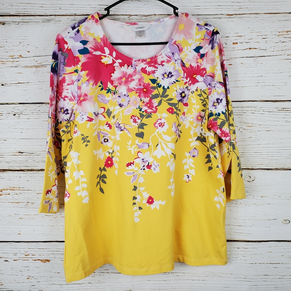 CJ Banks Floral Print Top